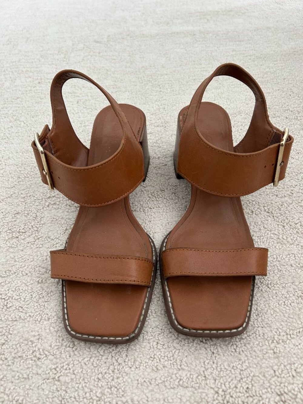 Mango block heels leather sandals